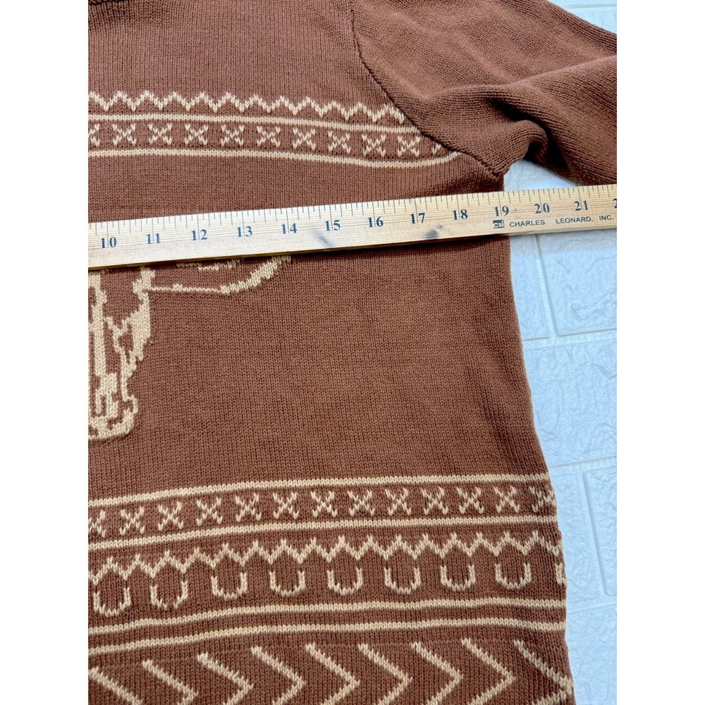 Cotton & Rye Outfitters Womens L Longhorn Skull Sweater Brown & Tan Western - Picture 8 of 9